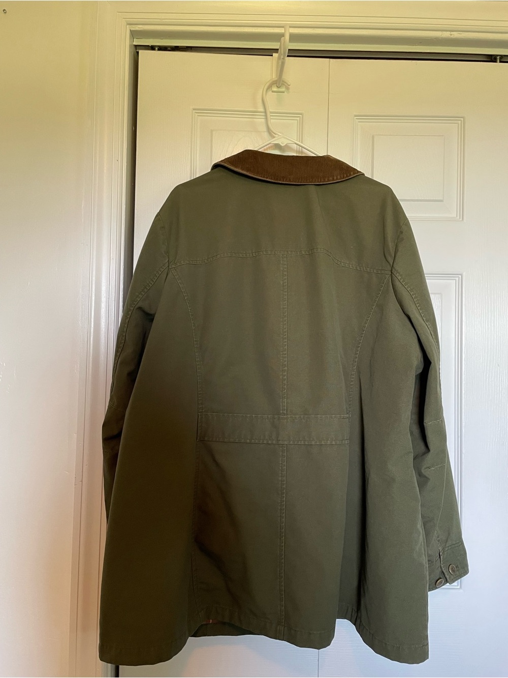 L.L. Bean 3XL Olive Green Field Barn Chore Jacket plaid lined Corduroy Collar - Picture 11 of 13